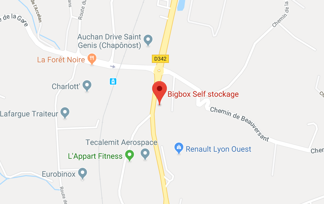 Carte Emplacement Bigbox Stockage proche de Tassin-la-demi-lune